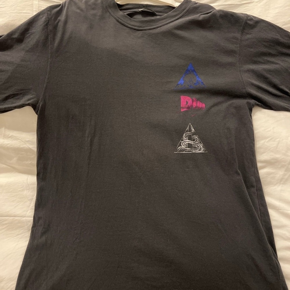 Dior Black Tee with Blue and Pink Accents